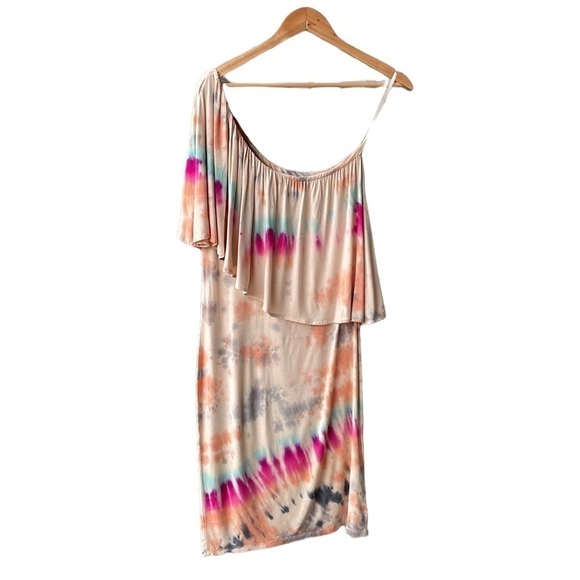 American Rag Dress One Shoulder Flowy Tie Dye Cocktail Wedding Party Size Small - Picture 2 of 7